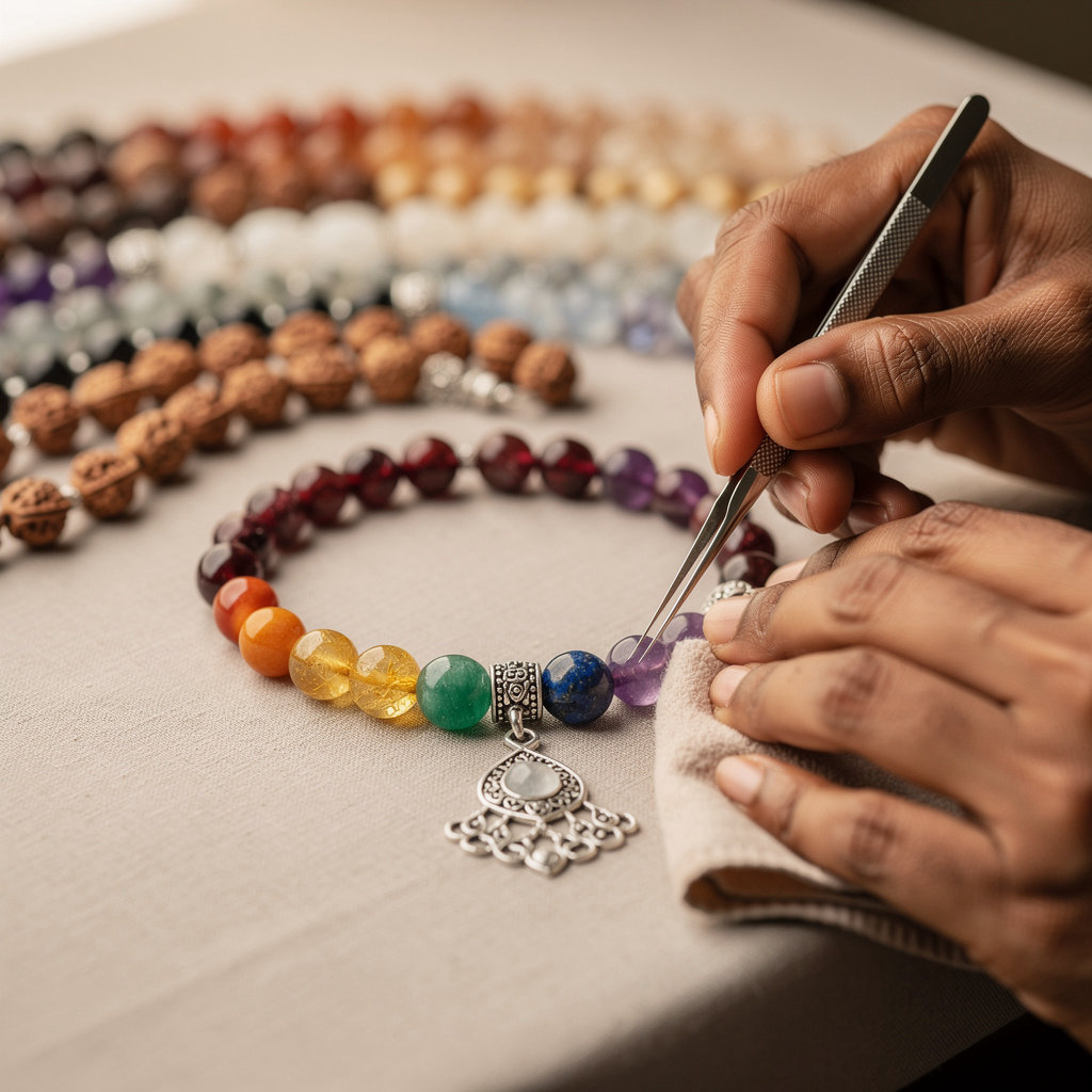 Aadhyaatmik chakra balancing jewelry collection with temple-energized gemstones